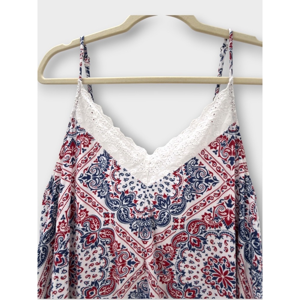 Ariat Texas Heat Tank Top Paisley Womens Medium Red White Blue Lace 4th of July - Picture 5 of 15